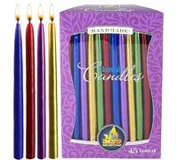 Ner Mitzvah, 45 candele per Hanukkah fatte a mano, 14 cm Metallic Multi Colour