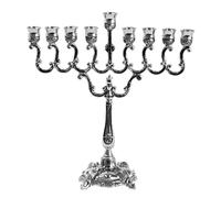 Ner Mitzvah Candela Menorah placcata argento, adatta a tutte le candele Hanukkah standard, rami curvi, 18 cm di altezza x 16 cm di larghezza