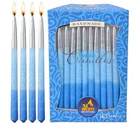 Ner Mitzvah Candele Hanukkah, candele Chanukah antigoccia blu e argento, cera di alta qualità, 45 candele per tutte le 8 notti