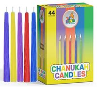 Ner Mitzvah, candele tradizionali per la festa Hanukkah lunghe 10 cm, confezione da 44 pezzi, Multicoloured, 0.9 l x 0.9 w x 10 h centimeters