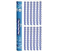 Ner Mitzvah Intrecciato Havdalah candele - Confezione da 12 - blu e bianco paraffina - Shabbat Judaica Gift - by 11" Round Blue & White