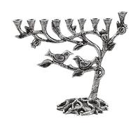 Ner Mitzvah Vintage in alluminio candela Menorah Fits All Standard Chanukah candele Tree Of Life Design con finitura argento antico