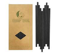 Nera Cannucce di Carta,100 Pezzi Biodegradabili Cannucce Nera Usa e Getta per Cocktail, Caffè, Bar, Ristoranti, 19,7 x 0,6 cm