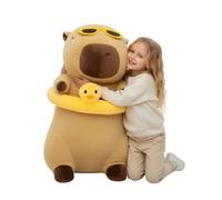 nerd hunters Capybara Peluche XXL 100 cm - Grande morbido peluche Kapibara 3 in 1 cuscino e decorazione - gigante peluche per bambini e adulti (Capybara con Anatra)