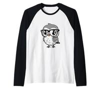 Nerdy Birdy Kawaii carino uccello felice con occhiali animale Maglia con Maniche Raglan