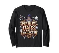 Nerdy Dads Build Character Funny Rpg Dice Tabletop Gamer Maglia a Manica