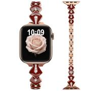 Nereides Cinturino smaltato compatibile con Apple Watch da donna da 42 mm, 41 mm, 40 mm, 38 mm, maglia regolabile, elegante cinturino per iWatch serie 11/10/9/8/7/6/5/4/SE (oro rosa)