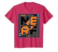 Nerf Camouflage Glitch Poster Maglietta, Bambini, Rosso mélange, 2 Anni