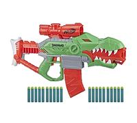 NERF DinoSquad Rex-Rampage Motorized Dart Blaster, 10-Dart Clip, 20 Official Darts, 10-Dart Storage- T-Rex Dinosaur Design