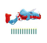 Nerf DinoSquad Tricera-blast Blaster, Break-Open 3-Dart Loading, 12 Nerf Darts, Dart Storage, Triceratops Dinosaur Design