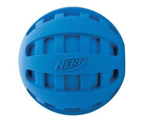 Nerf Dog Giocattolo per cani con palla in gomma con scacchi a scacchi, leggero, durevole e resistente all'acqua, diametro di 10 cm per razze medie/grandi, unità singola, blu