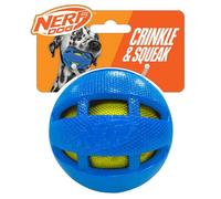 Nerf Dog Palla da 9,7 cm in gomma a scacchi, colore blu con sacca verde