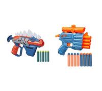 Nerf Elite 2.0, blaster Prospect QS-4, 8 dardi originali Nerf Elite, blaster a 4 dardi, mirino telescopico fisso & Nerf Dinosquad Stegosmash Dart Blaster