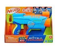 Nerf Elite Jr - Explorer, blaster facile da usare, impugnatura, caricamento e lancio facili, 8 dardi Elite, per bambini e bambine di 6 anni