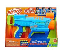 Nerf Elite Jr - Explorer, blaster facile da usare, impugnatura, caricamento e lancio facili, 8 dardi Elite, per bambini e bambine di 6 anni