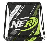 Safta Nerf GET READY - Zaino a sacco piatto, grande, ideale per bambini di diverse età, comodo e versatile, qualità e resistenza, 35 x 1 x 40 cm, colore: nero, Nero, Estándar, Casual