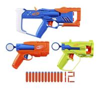 Nerf N-Series Triple Action Pack, 3 Blaster, 12 freccette Nerf N1, compatibile solo con Nerf N Series Blaster, giochi all'aperto per bambini, età 8+