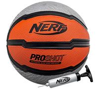 Nerf Pallone da Basket B7 regolamentare da Interno ed Esterno Proshot, Misura Ufficiale da 75 cm, con Pompa di gonfiaggio, Extra Presa, per canestri da Palestra, vialetto, Nero/Arancio