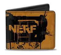 Nerf Portafoglio, Bifold, Nerf Blaster Splatter Arancione Nero, Pelle Vegana