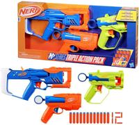 NERF Special Box TRIPLE ACTION PACK con 3 Pistole 12 Dardi N-SERIES Hasbro F9840