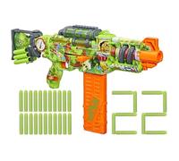 Nerf Zombie Corrupter Dart Blaster, 22 freccette Nerf Elite, 18 clip per freccette, archiviazione freccette, azione bulloni, giochi all'aperto, età 8+