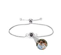 Nergaebe Braccialetti personalizzati con foto, braccialetti di proiezione personalizzati con foto per donna uomo, bracciale con immagine circolare per la festa della mamma