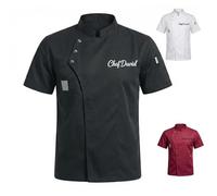 Nergaebe Cappotto Chef Personalizzato per Uomini Donne (Dark Black)