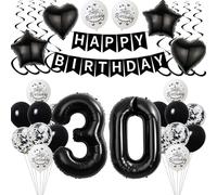 Neri Palloncini 30 Anni Compleanno donna uomo Neri decorazioni compleanno 30 anni uomo palloncini 30 anni donna festa 30 Anni Palloncini Compleanno 30 anni Decorazione donna Bianco