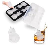 Nerien Stampo per cubetti di ghiaccio 3D a forma di gatto, in silicone, per cocktail, whisky, bourbon, 4 fori, riutilizzabile, con forme divertenti, simpatico regalo per amanti dei gatti, donne e