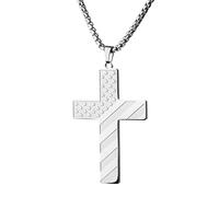 Neriku Collana da uomo in acciaio inox con ciondolo a forma di croce con catena nero/argento/oro 18 carati, regalo cristiano, battesimo, cresima, San Valentino, compleanno, laurea, regalo per lui 45