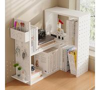 NERNGZC Libreria da scrivania perforata, scaffale angolare retrattile per scrivania, combinazione libera, libreria per studenti, libreria per casa e ufficio, bianco