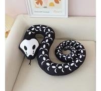 (Nero, 100 cm/39,37 pollici) Cuscino di peluche a forma di serpente con motivo a fiore e teschio, decorazione