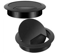 (Nero) 2 pezzi Passacavo da scrivania 60 mm Foro per cavo scrivania in plastica nera Foro per l'organizzazione dei cavi del piano di la