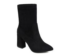 Nero,36 EU,Stivaletti da Donna in Pelle Scamosciata con Punta affilata, Tacchi Alti e Spessi, da infilare Autunnali, Eleganti, Bassi, per Un Look Casual e Comodo.