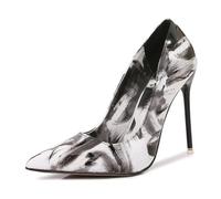 Nero,38 EU,Scarpe col Tacco Alto da Donna in Vernice Color Block, 4,3 Pollici, Stiletto, Punta Chiusa, Scarpe da Sera, da Ballo e da Festa