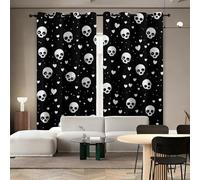 Nero 3D Tende da 2 Pannelli Ombreggiatura 117L x 229A CM Cartone Animato Bianco Amore Teschio Poliestere Isolamento Termico Tenda per Finestra per Camera da Ietto Soggiorno Cucina Sala Giochi
