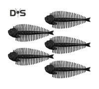 (nero) 5 pezzi 6 cm/2 g esca morbida per pesci con glitter, esca artificiale bionica colorata in TPE