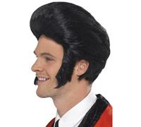 Nero 50s Rock N Rotolo Parrucca Uomo Elvis Accessorio Vestito Adulti 1950s