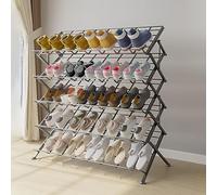 Nero,55x30x82cm,Scarpiera Portatile Pieghevole Stretta, Scarpiera in Metallo, Organizzatore per Scarpe Indipendente A 3/4/5/6 Ripiani, Ideale per Corridoi E Camere da Letto