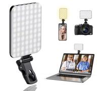 (Nero) 60 LED Luce portatile per selfie, illuminazione per videoconferenze con clip e adattatore per treppiede per fotocamera, ricaricabile