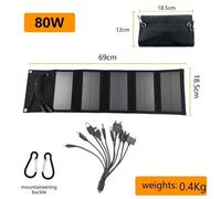 (Nero 80W) 80W Pannello solare pieghevole Accumulatori e caricabatterie di riserva per cellulare Caricabatteria