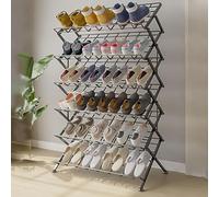 Nero,85x30x122cm,Scarpiera Portatile Pieghevole Stretta, Scarpiera in Metallo, Organizzatore per Scarpe Indipendente A 3/4/5/6 Ripiani, Ideale per Corridoi E Camere da Letto