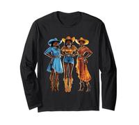 Nero Africano Americano Cowgirl Paese Occidentale Texas Rodeo Maglia a Manica