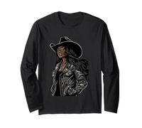 Nero Africano Americano Cowgirl Paese Occidentale Texas Rodeo Maglia a Manica