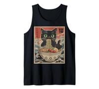 Nero Anime Gatto Ramen Tagliatelle Giapponese Divertente Kawaii Giappone Canotta