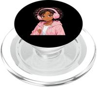 Nero Anime Ragazza Afro-Americana Donne Musica Manga Otaku PopSockets PopGrip per MagSafe