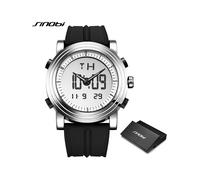 (Nero argento) Orologi sportivi SINOBI da uomo con cinturino in silicone, orologio digitale da uomo