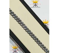 Nero Argento Sterling Bianco Zaffiro a Pavé Set Maglia Cubana Sottile Tennis