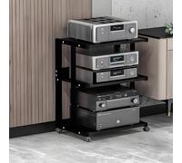 Nero AV CabinetAudioVideo Media Stand Stereo Rack Torre Mobile Legno Storage per Home Theater 50x40x70cm Elegante Mobili Centro Intrattenimento.