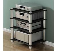 Nero AV Media Stand - Rack audio in legno amplificatore scaffale compatto stereo cabinet 60 x 48 x 85 cm ideale per Home Theater e sistemi di intrattenimento elegante AV Tower